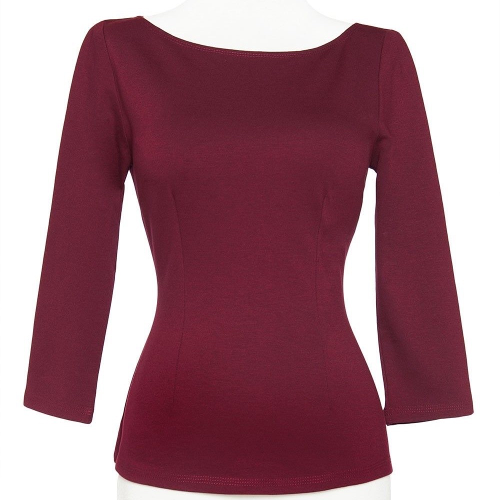 3X Wine Sabrina Top